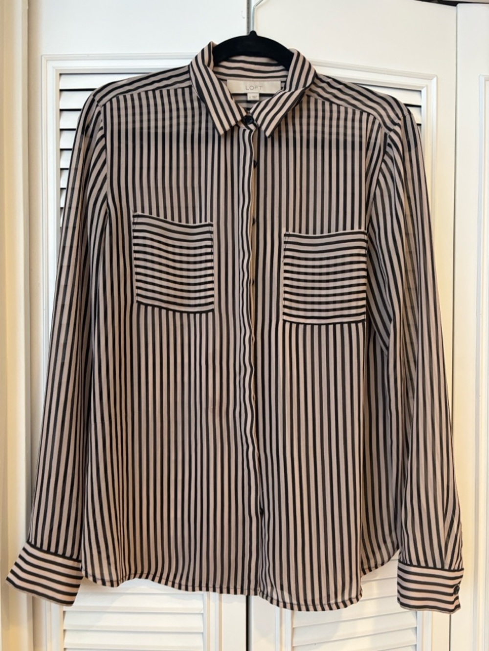 LOFT Black and Cream Blouse